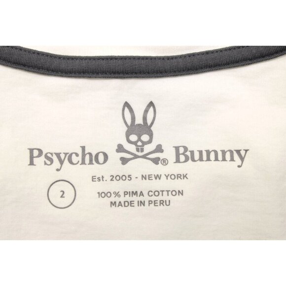 Psycho Bunny Men's Cooper Split Bunny Logo White, Sz 2 XXS - Picture 7 of 10